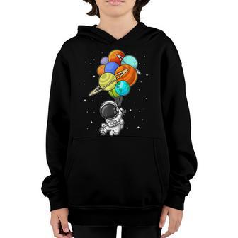 Funny Astronaut Holding Planet Balloons Space Kids Toddler Youth Hoodie - Thegiftio UK