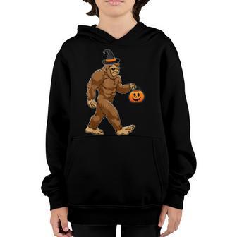 Funny Bigfoot Jack O Lantern Pumpkin Happy Halloween Kids Youth Hoodie - Thegiftio UK