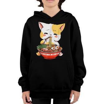 Funny Cat Kawaii Ramen Anime Japanese Food Girls Official Youth Hoodie - Thegiftio UK