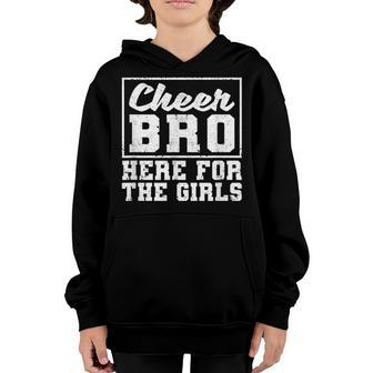 Funny Cheerleading Bros Boys Cheer Bro Here For The Girls Youth Hoodie - Thegiftio UK