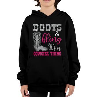 Funny Cowgirl Boots Bling Gift Cute Love Country Life Cool Gift Graphic Design Printed Casual Daily Basic Youth Hoodie - Thegiftio UK