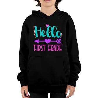 Funny Cute Hello First Grade 1St Grade Back To School Graphic Design Printed Casual Daily Basic Youth Hoodie - Thegiftio UK