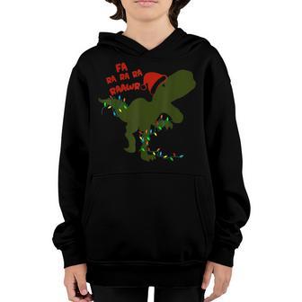 Funny Dinosaur Lights Fa Ra Ra Rawr Christmas T-Rex Boys Youth Hoodie - Thegiftio UK