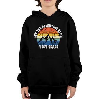 Funny First Grade 1St Day Of School Let The Adventure Begin Graphic Design Printed Casual Daily Basic Youth Hoodie - Thegiftio UK
