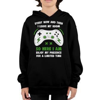 Funny Gamer Every Now And Then I Leave My Room Gaming Youth Hoodie - Thegiftio UK