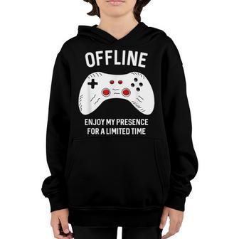 Funny Gamer Offline Enjoy My Presence Gaming Youth Hoodie - Thegiftio UK