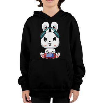 Funny Gamer Rabbit Video Games Gift Girls Kids Boys Youth Hoodie - Thegiftio UK