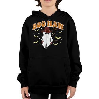 Funny Ghost Halloween Boo Haw Ghosts Cowboy Cowgirl Western Youth Hoodie - Thegiftio UK