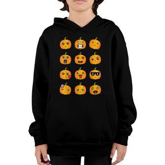 Funny Halloween Halloween Pumpkins Emotions Boys Girls Cute Halloween V2 Youth Hoodie - Thegiftio UK