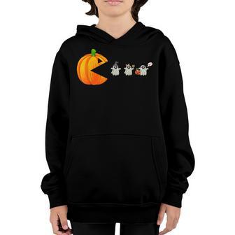 Funny Halloween Pumpkin Eating Ghost Gamer Men Women Kids V3 Youth Hoodie - Thegiftio UK