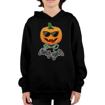 Funny Halloween Pumpkin Video Gamer Graphic Design Printed Casual Daily Basic Youth Hoodie - Thegiftio UK