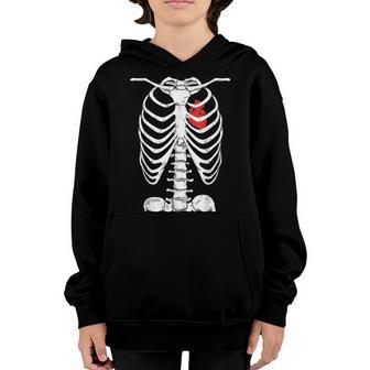 Funny Halloween Skeleton Heart Rib Cage X-Ray Adult Kids Youth Hoodie - Thegiftio UK
