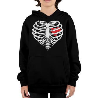 Funny Halloween Skeleton Heart Rib Cage X-Ray Adult Kids Youth Hoodie - Thegiftio UK