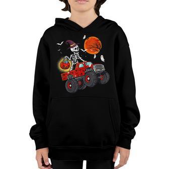Funny Halloween Skeleton Monster Truck Kids Boys Toddler V4 Youth Hoodie - Thegiftio UK