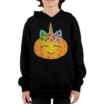 Funny Halloween Thanksgiving Pumpkin Unicorn Girls Costume Youth Hoodie - Thegiftio UK