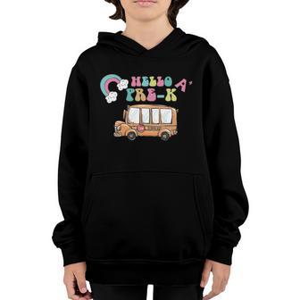 Funny Hello Pre K Grade Truck Back To School Youth Hoodie - Thegiftio UK
