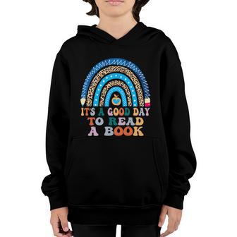 Funny It’S A Good Day To Read A Book Rainbow Back To School Gift Graphic Design Printed Casual Daily Basic Youth Hoodie - Thegiftio UK