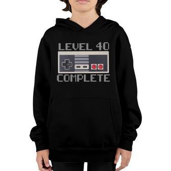 Funny Level 40 Complete Retro Gamer 40Th Birthday Youth Hoodie - Thegiftio UK