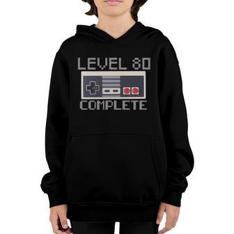 Funny Level 80 Complete Retro Gamer 80Th Birthday Youth Hoodie - Thegiftio UK