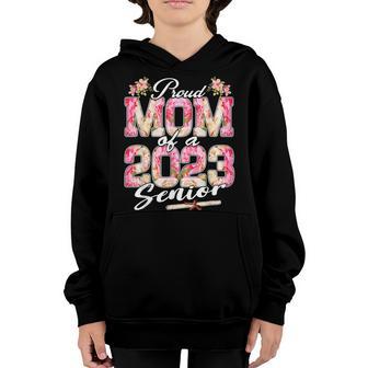 Funny Proud Mom Of A Class 2023 Senior Floral Graduation 23 Youth Hoodie - Thegiftio UK