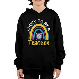 Funny Rainbow Lucky To Be A Teacher Back To School Youth Hoodie - Thegiftio UK
