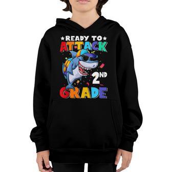 Funny Ready To Attack 2Nd Grade Back To School Shark Lover Youth Hoodie - Thegiftio UK