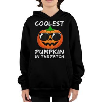 Funny Retro Kids Coolest Pumpkin In The Patch Halloween Boys Youth Hoodie - Thegiftio UK