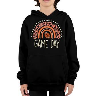 Funny Retro Leopard Rainbow American Football Game Day Sport Youth Hoodie - Thegiftio UK