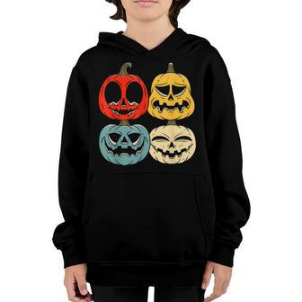 Funny Retro Vintage Halloween Pumpkin Women Men Kids V2 Youth Hoodie - Thegiftio UK