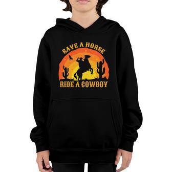 Funny Save A Horse Ride Me A Cowboy Graphic Design Printed Casual Daily Basic Youth Hoodie - Thegiftio UK