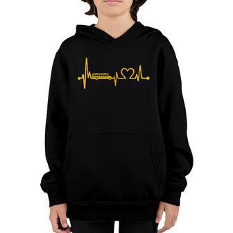 Funny School Bus Driver Gift Love School Bus Heartbeat Gift Graphic Design Printed Casual Daily Basic Youth Hoodie - Thegiftio UK