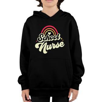 Funny School Nurse Vintage Rainbow Back To School Graphic Design Printed Casual Daily Basic Youth Hoodie - Thegiftio UK