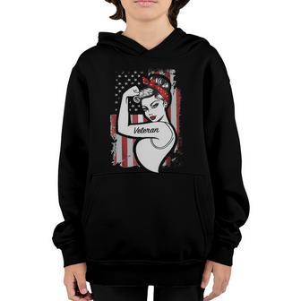 Funny The Woman Veteran Gift Strong Girl Mom Veteran Gift Graphic Design Printed Casual Daily Basic Youth Hoodie - Thegiftio UK