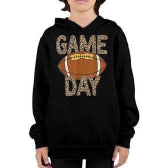 Funny Vintage Game Day Leopard Football Lovers Youth Hoodie - Thegiftio UK