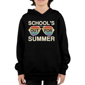 Funny Vintage Schools Out For Summer Retro Sunglasses Graphic Design Printed Casual Daily Basic Youth Hoodie - Thegiftio UK