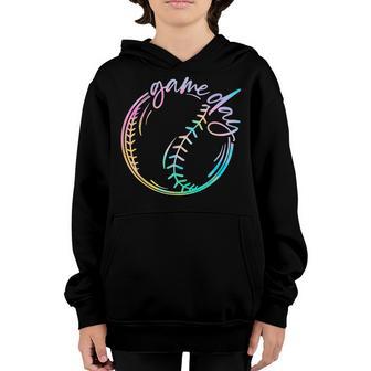 Game Day Baseball Baseball Life Softball Life Mom Tie Dye Youth Hoodie - Thegiftio UK