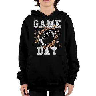 Game Day Football Leopard Print Football Fan Football Youth Hoodie - Thegiftio UK