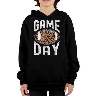 Game Day Leopard Football Mom Gameday Cheetah Print Youth Hoodie - Thegiftio UK