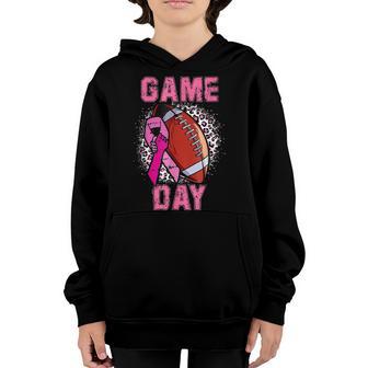 Game Day Tackle Cancer Football Pink Breast Cancer Awareness Youth Hoodie - Thegiftio UK
