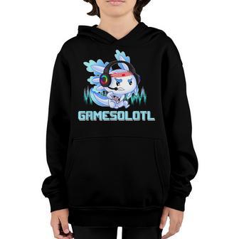 Gamer Axolotl Lover Cute Axolotl Gaming Video Gamer Gift Boy Youth Hoodie - Thegiftio UK