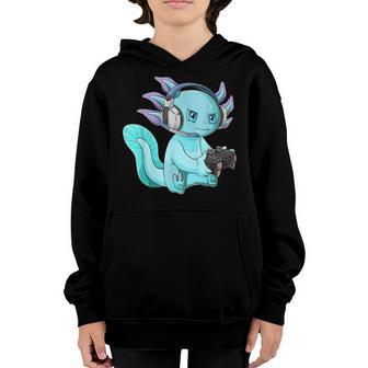 Gamer Axolotl Lover Cute Axolotl Gaming Video Gamer Gifts V2 Youth Hoodie - Thegiftio UK