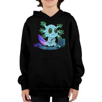 Gamer Axolotl Lover Cute Axolotl Gaming Video Gamer Gifts V4 Youth Hoodie - Thegiftio UK