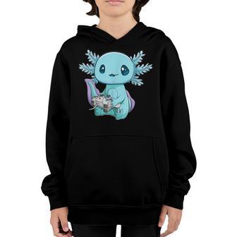 Gamer Axolotl Lover Cute Axolotl Gaming Video Gamer Gifts V7 Youth Hoodie - Thegiftio UK