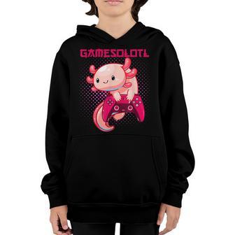 Gamer Axolotl Lover Cute Axolotl Gaming Video Gamer Gifts Youth Hoodie - Thegiftio UK
