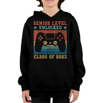 Gamer Boys 2023 Official Senior Level Unlocked Class Of 2023 Youth Hoodie - Thegiftio UK