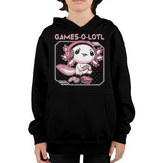 Gamer Games-O-Lotl Lover Cute Axolotl Gaming Video Game Gift Youth Hoodie - Thegiftio UK