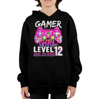 Gamer Girl Level 12 Unlocked Video Game 12Th Birthday Youth Hoodie - Thegiftio UK