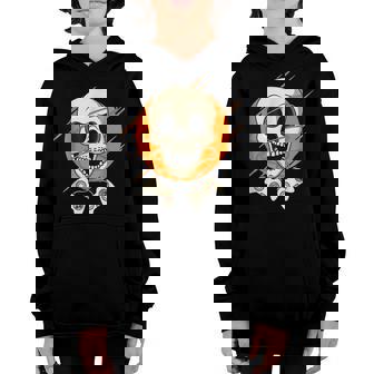 Gamer Pumpkin Skeleton Funny Halloween Video Games Gaming Youth Hoodie - Thegiftio UK