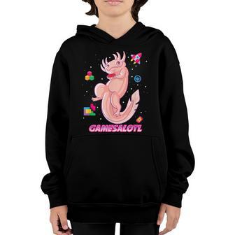 Gamesalotl Axolotl Playing Video Gamer Gaming Boys Girls Youth Hoodie - Thegiftio UK