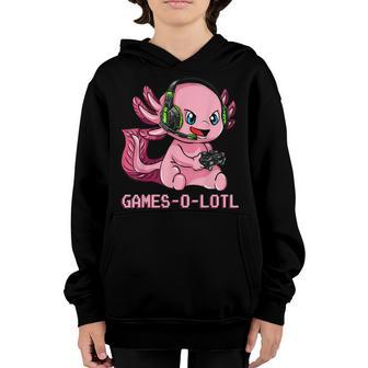 Gamesolotl Axolotl Gamer With Headset Cute Anime Kawaii Youth Hoodie - Thegiftio UK